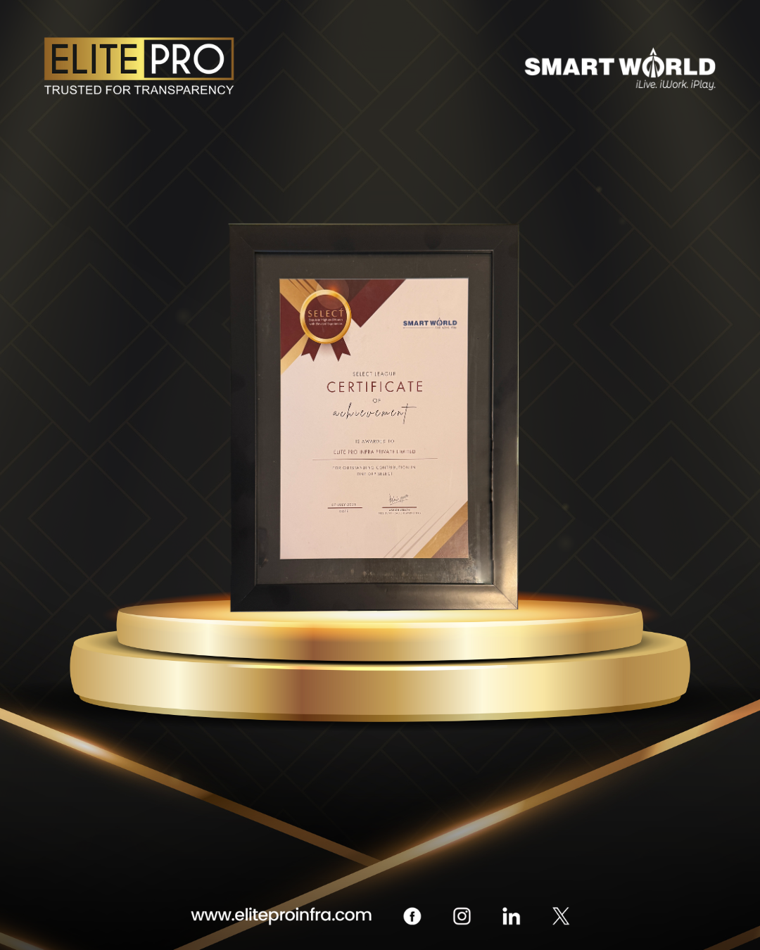 Elite Pro Infraventure award recognition